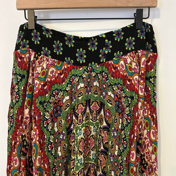 Bila Womens large Boho Hippie Mixed Print Handkerchief Hem Maxi Skirt peasant pr - Picture 9 of 10